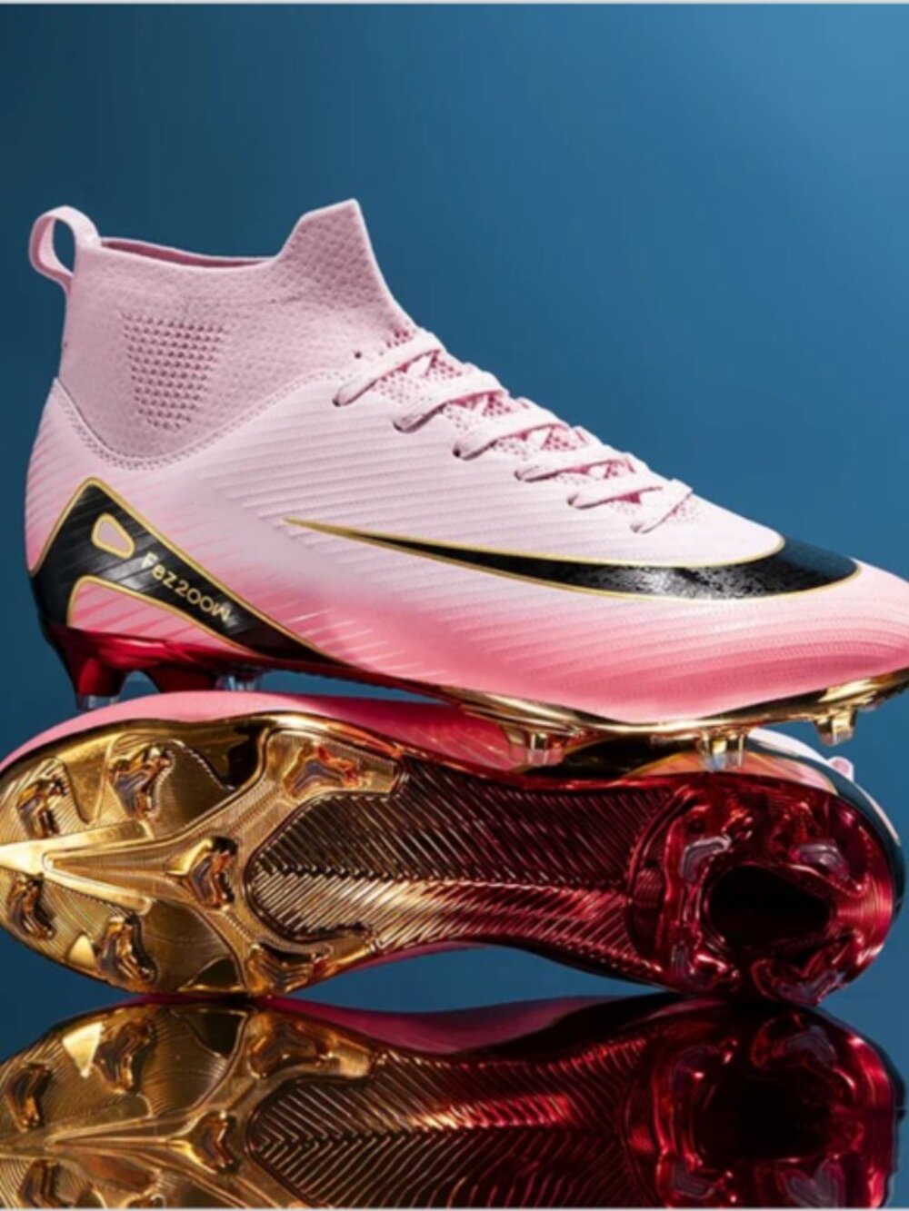 New Youth Soccer Cleats/Gold Mirror Bottom/CR7 Ronaldo Shoes